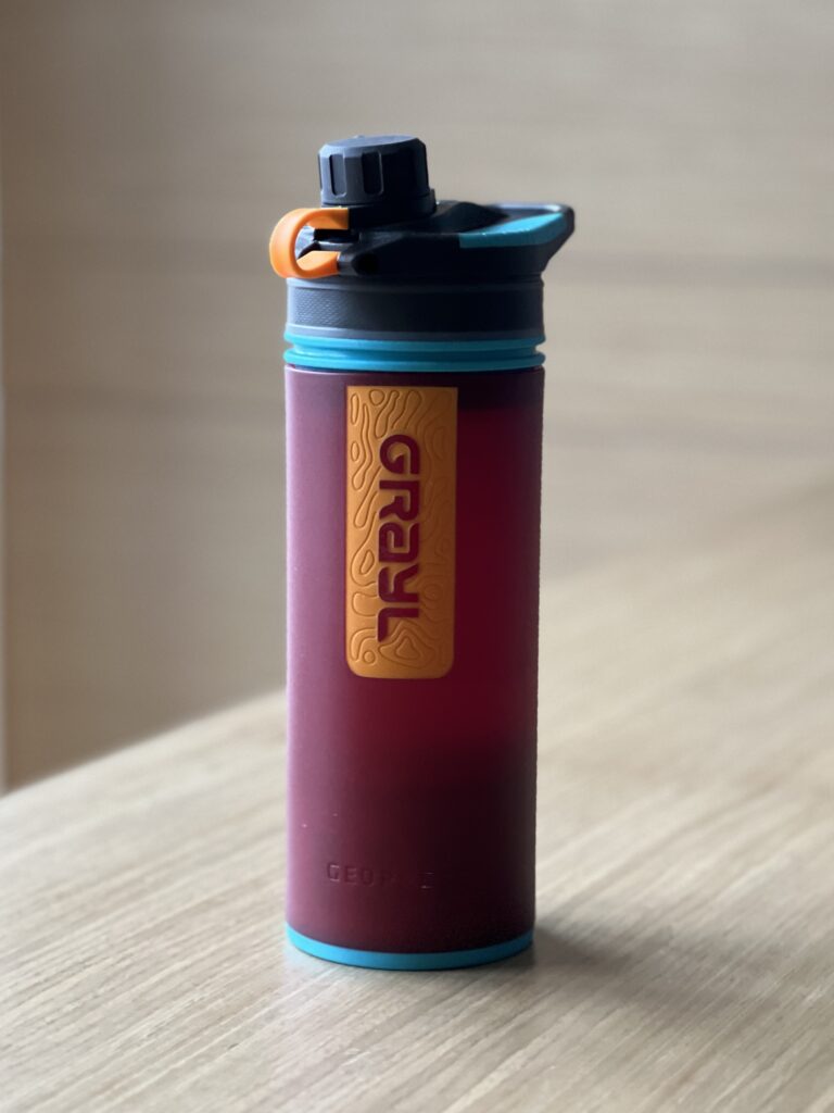 When you pack to travel sustainably, include a water purifier such as this nifty Grayl model!